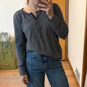 J. Crew Gray Marled Button Henley